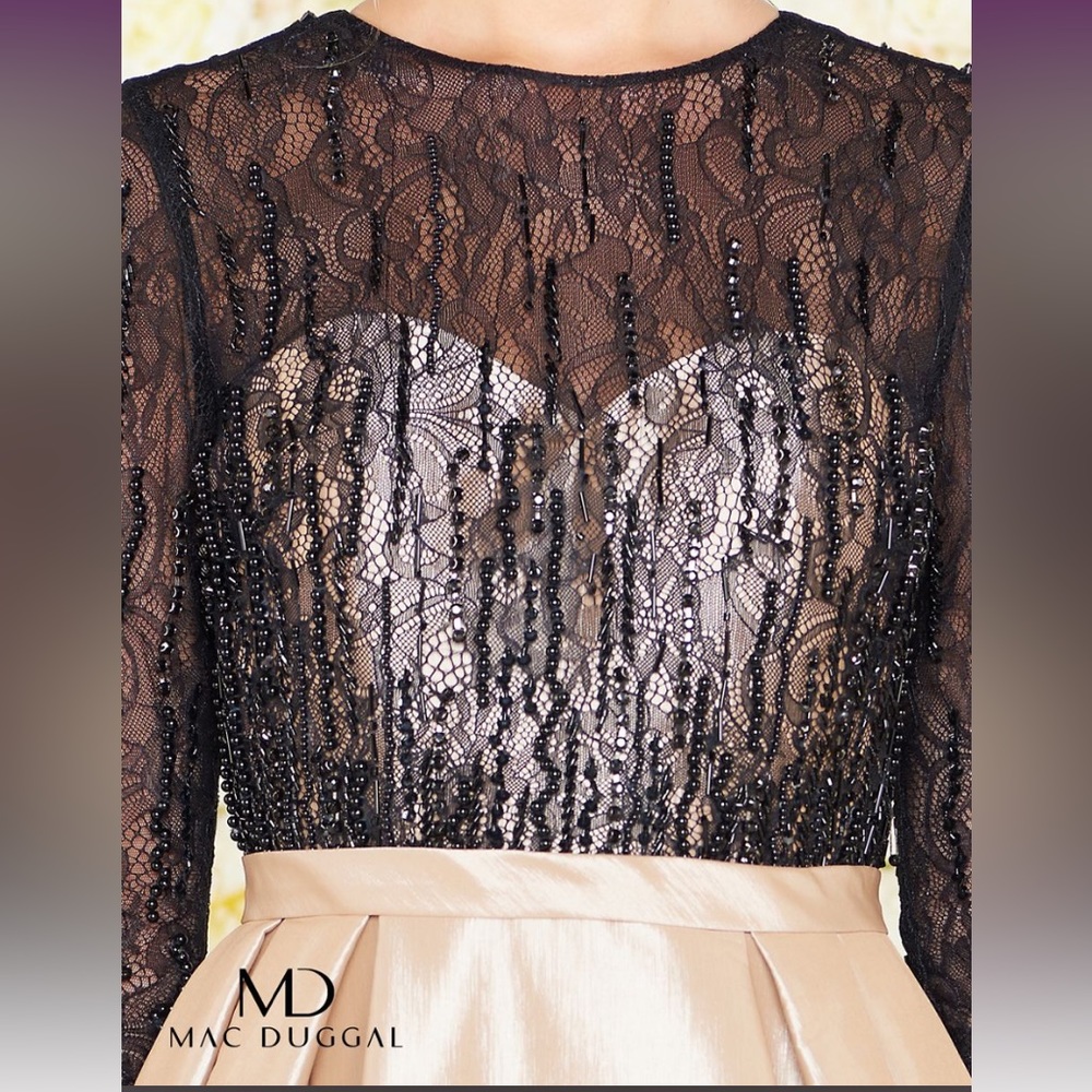 Mac Duggal formal black jeweled and champagne gown - Picture 4 of 5